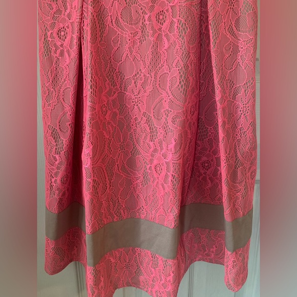 Jessica Simpson Fit Flare Pink Lace Overlay Dress - Picture 3 of 5